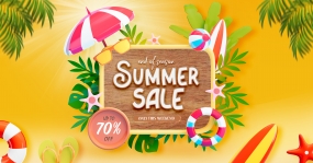 夏日主题元素折扣促销PSD分层素材